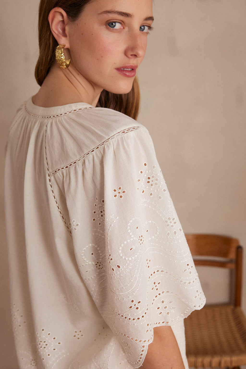 Pyma Embroidered Blouse - Ecru