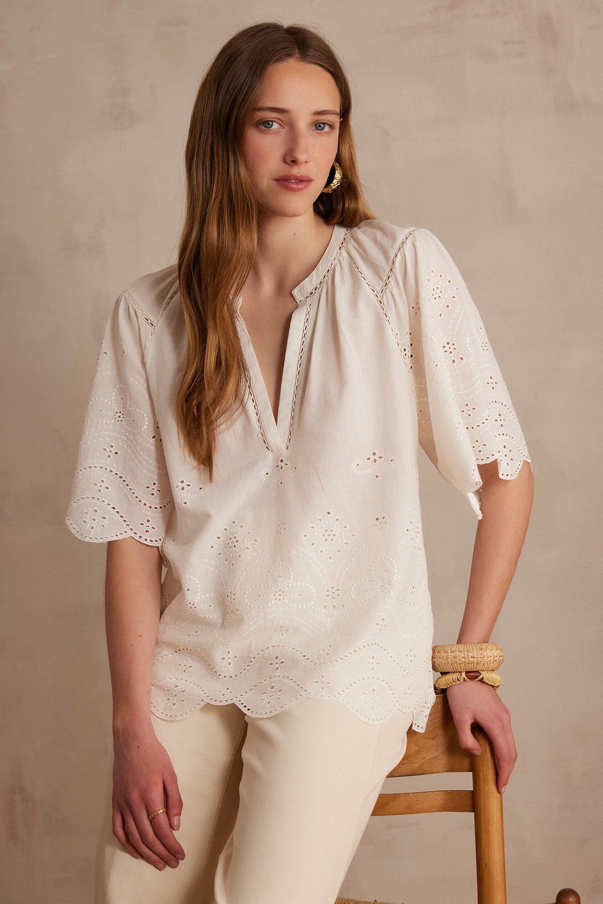 Pyma Embroidered Blouse - Ecru