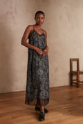 Clarissa Printed Flowing Dress - Light Heather