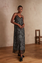 Clarissa Printed Flowing Dress - Light Heather