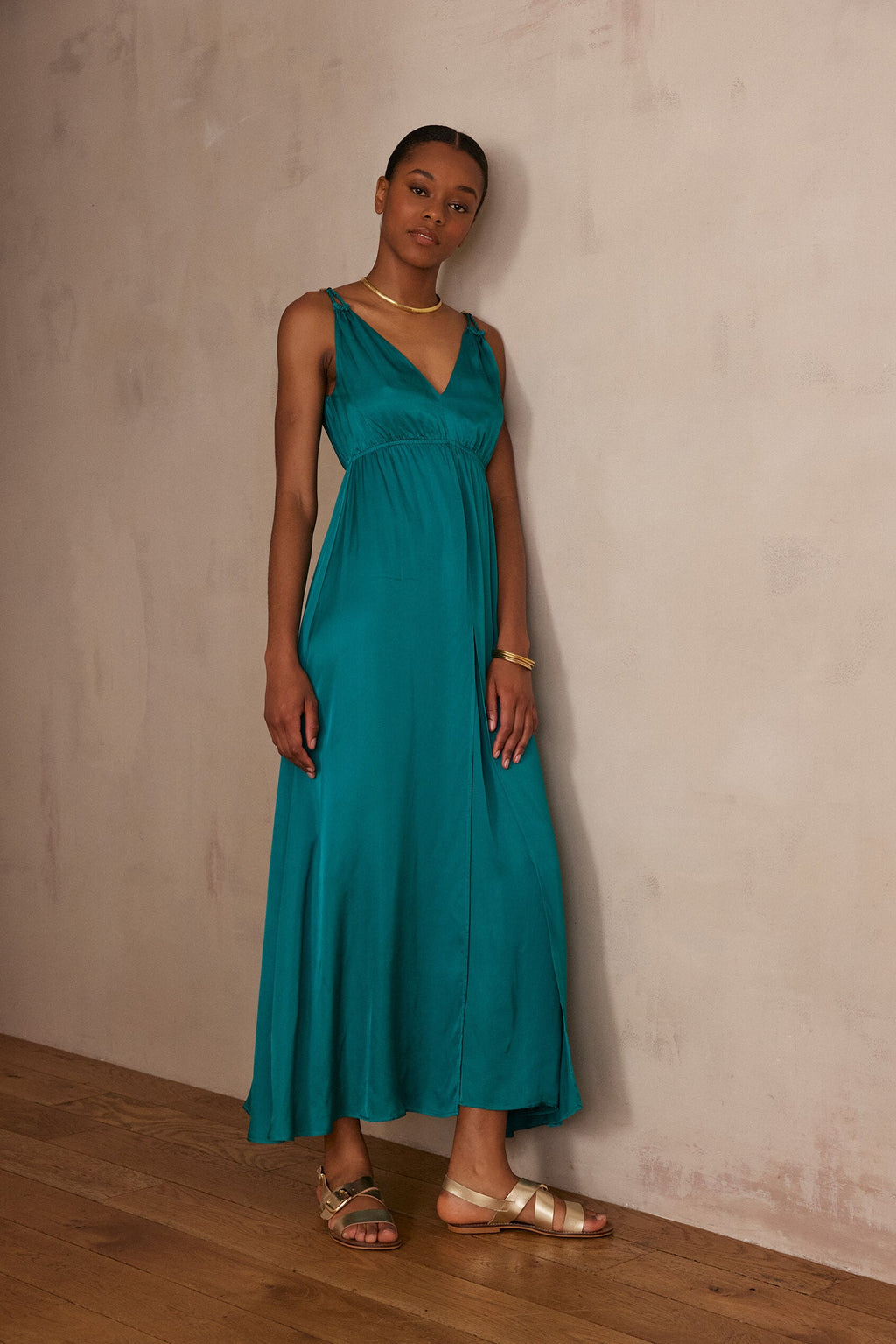 Lucile Fluid Dress - Petrol Blue