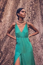 Lucile Fluid Dress - Petrol Blue