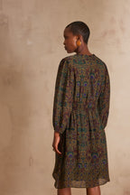 Marlène Printed Flowing Dress - Dark Brown