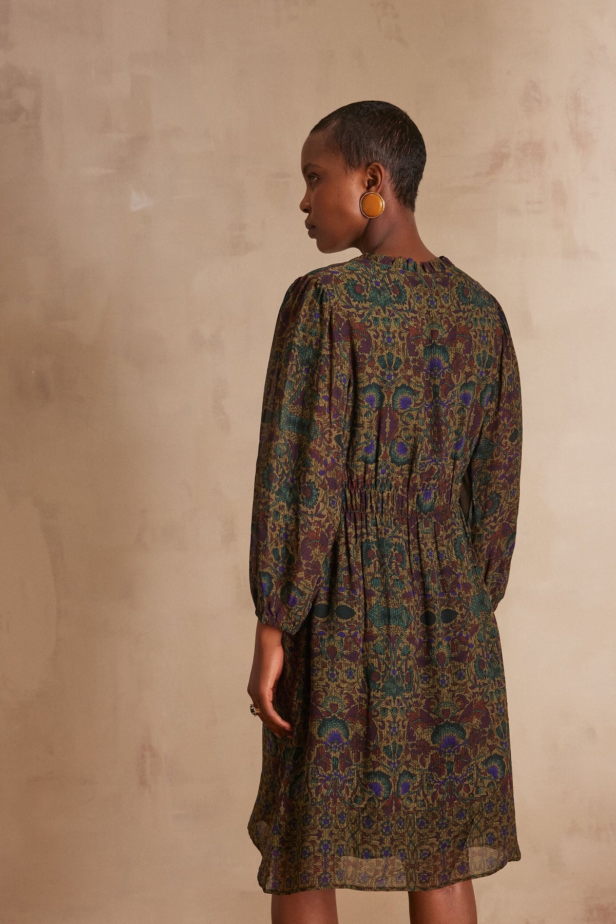 Marlène Printed Flowing Dress - Dark Brown