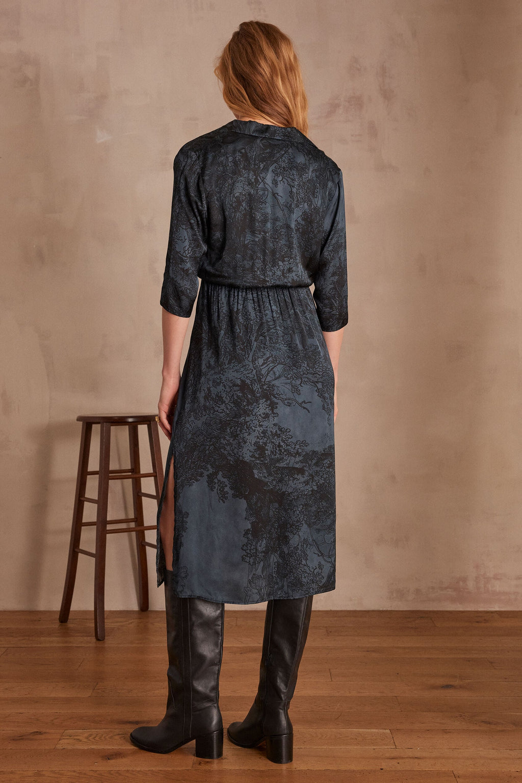 Lorine Printed Floaty Dress - Ink