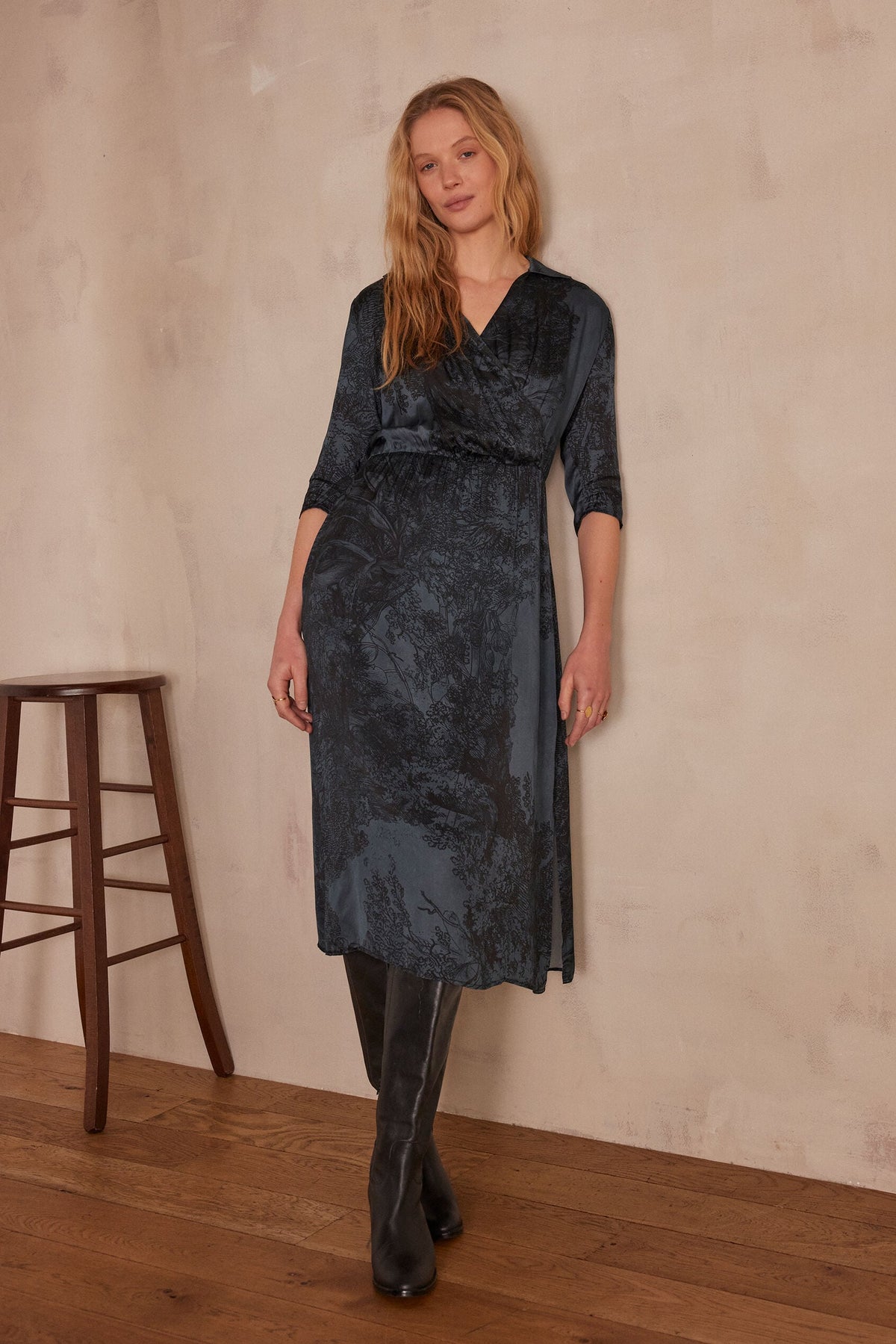 Lorine Printed Floaty Dress - Ink