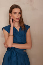 Pâquerette Poplin Blouse - Petrol Blue
