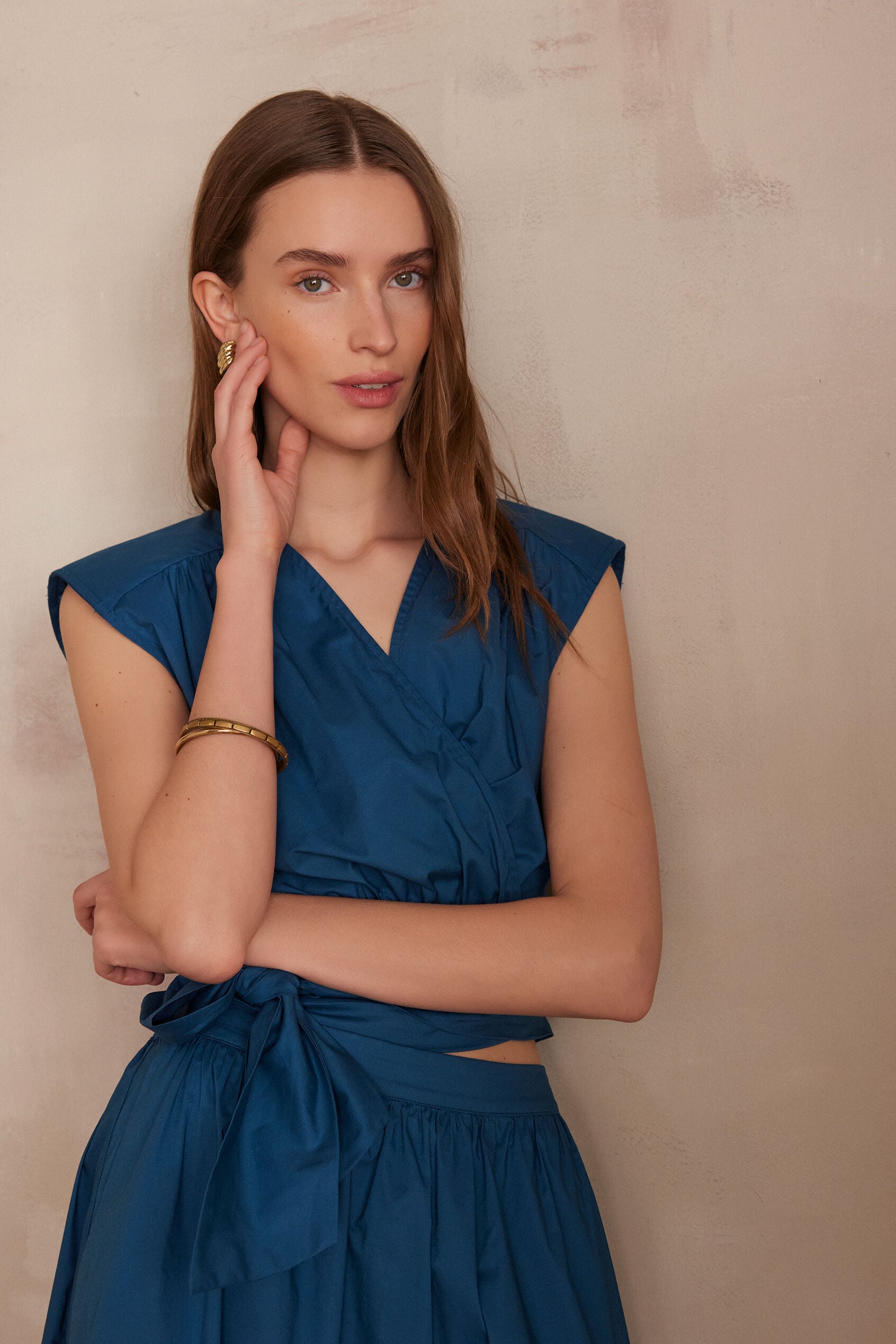 Pâquerette Poplin Blouse - Petrol Blue
