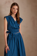 Pâquerette Poplin Blouse - Petrol Blue