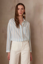 Marilou Loose Striped Blouse - Light Emerald