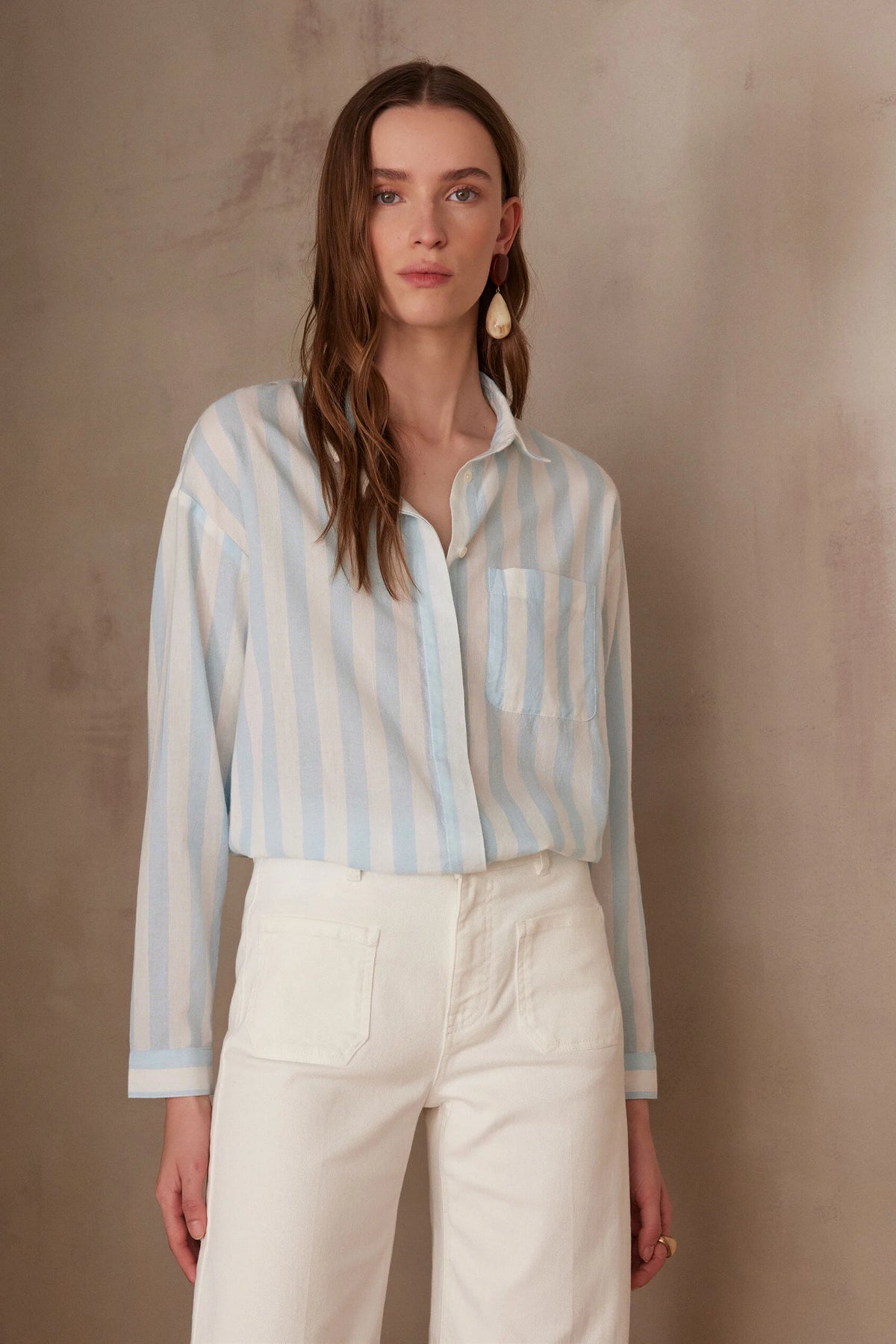 Marilou Loose Striped Blouse - Light Emerald