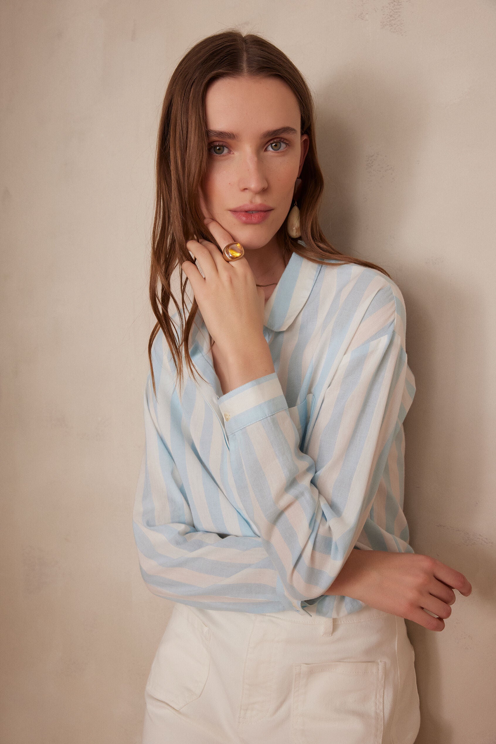 Marilou Loose Striped Blouse - Light Emerald