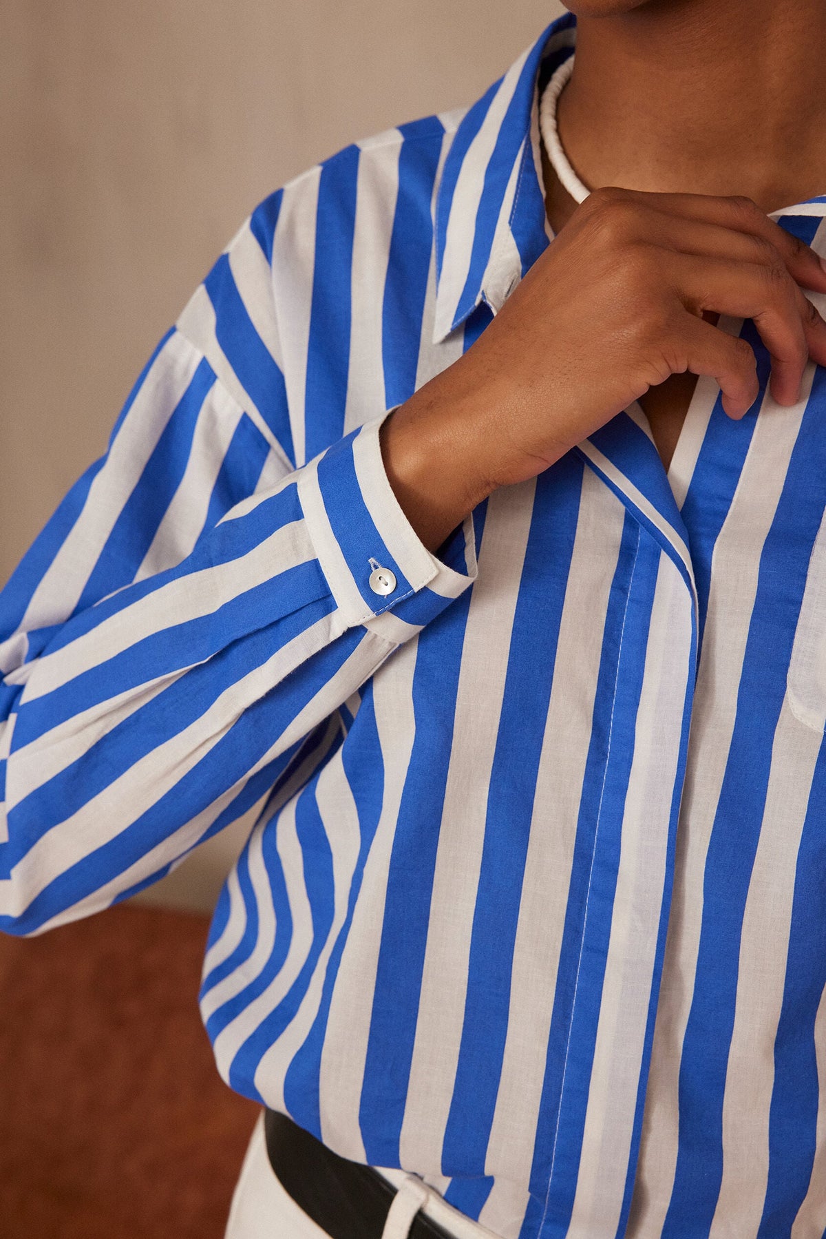 Wide Printed Marilou Blouse - Royal Blue