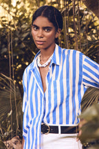 Wide Printed Marilou Blouse - Royal Blue