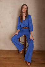 Sandy Bis Wide-Leg Trousers - Blue