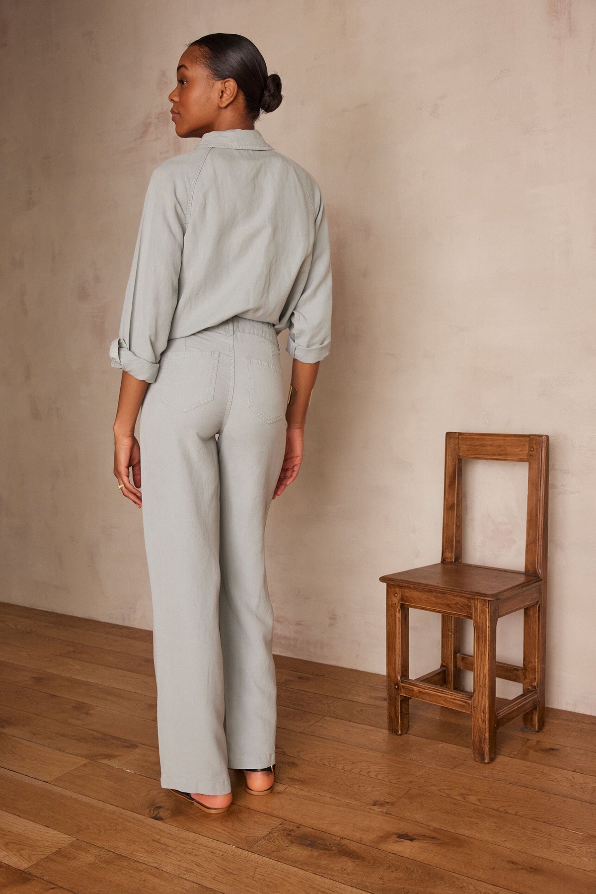 Sandy Bis Wide-Leg Trousers - Light Teal