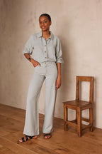Sandy Bis Wide-Leg Trousers - Light Teal