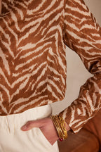 Colette Zebra Print Blouse - Caramel