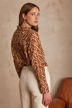 Colette Zebra Print Blouse - Caramel