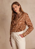 Colette Zebra Print Blouse - Caramel