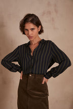 Betsy Striped Blouse - Khaki