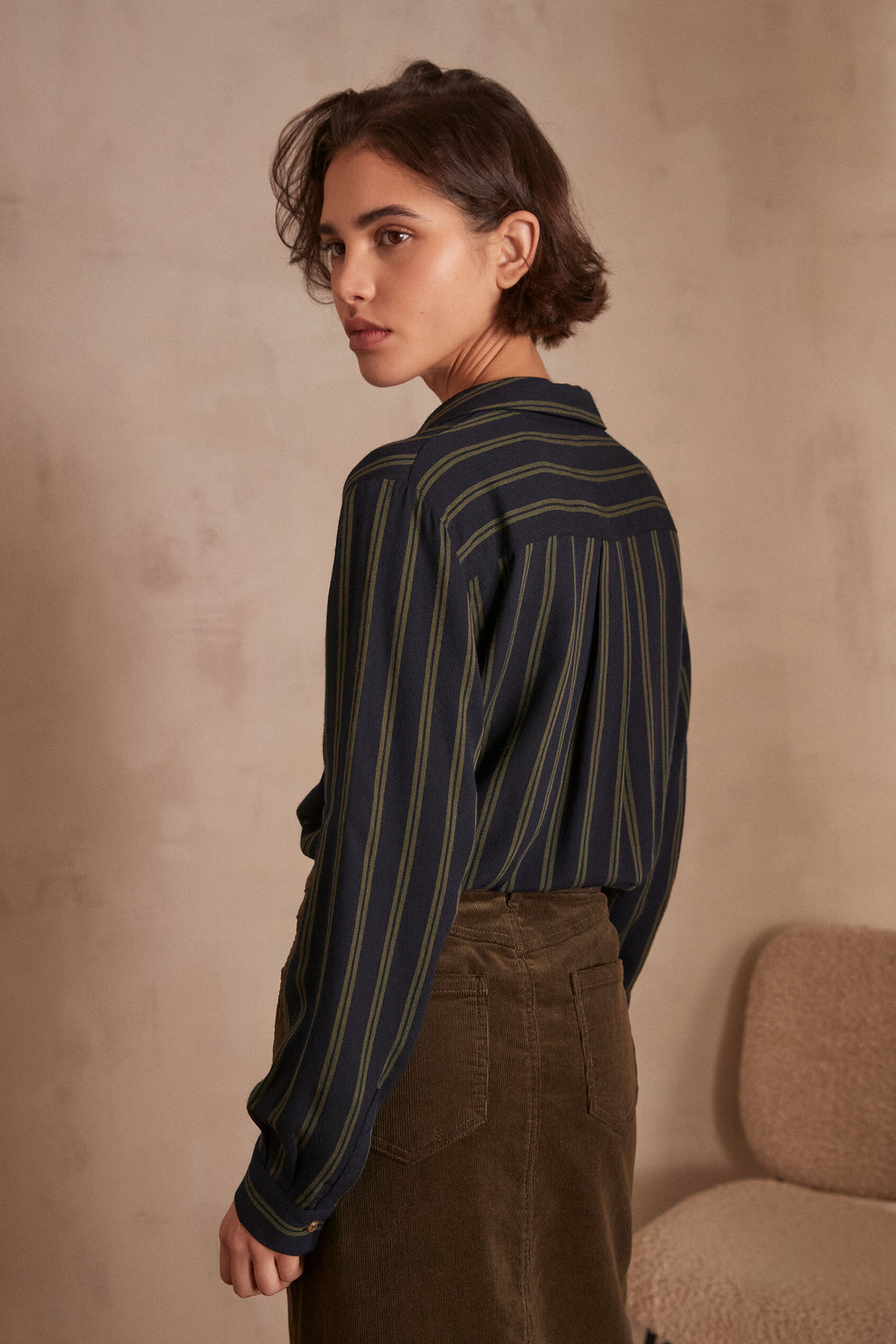 Betsy Striped Blouse - Khaki