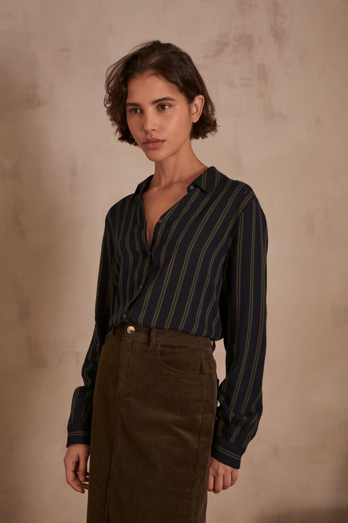 Betsy Striped Blouse - Khaki