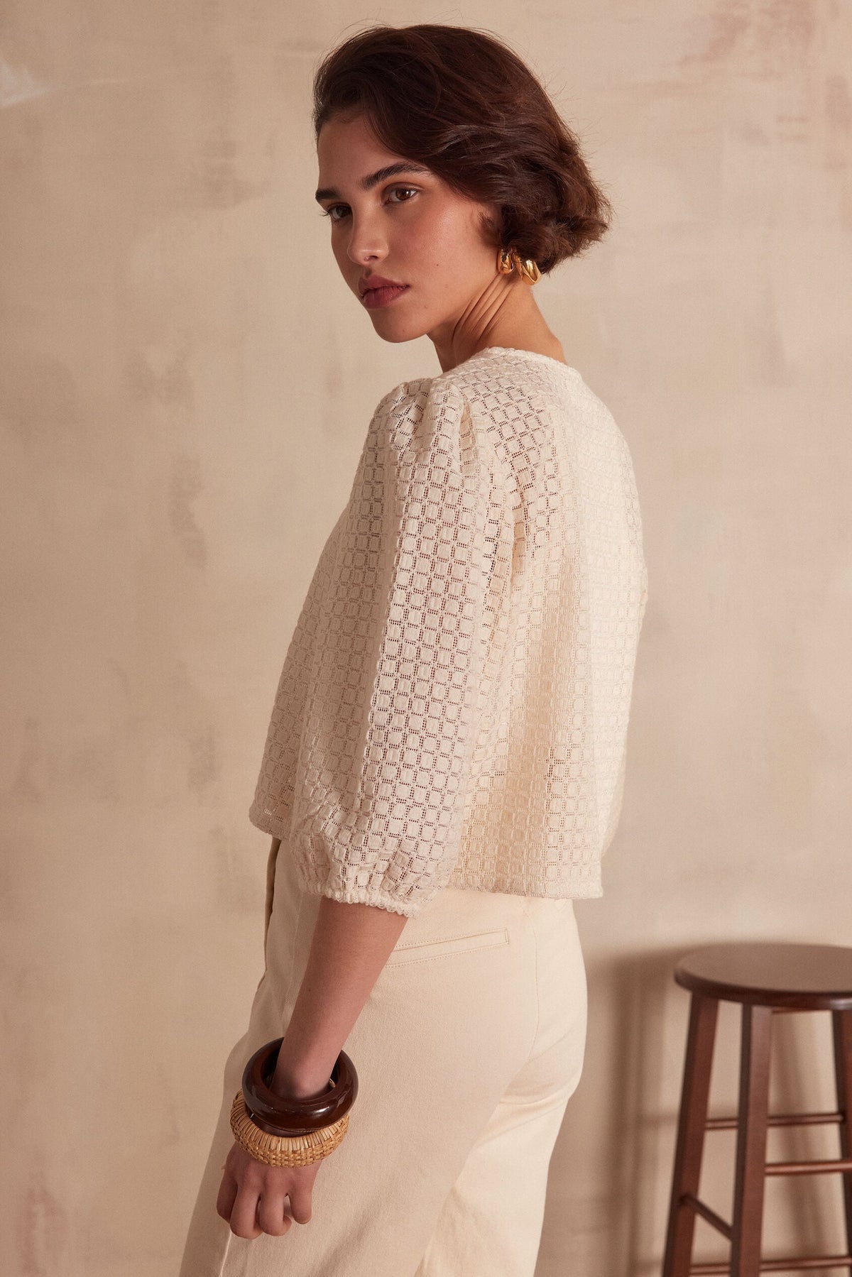 Paco Embroidered Blouse - Cream