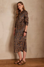 Abby Flowing Printed Dress - Caramel