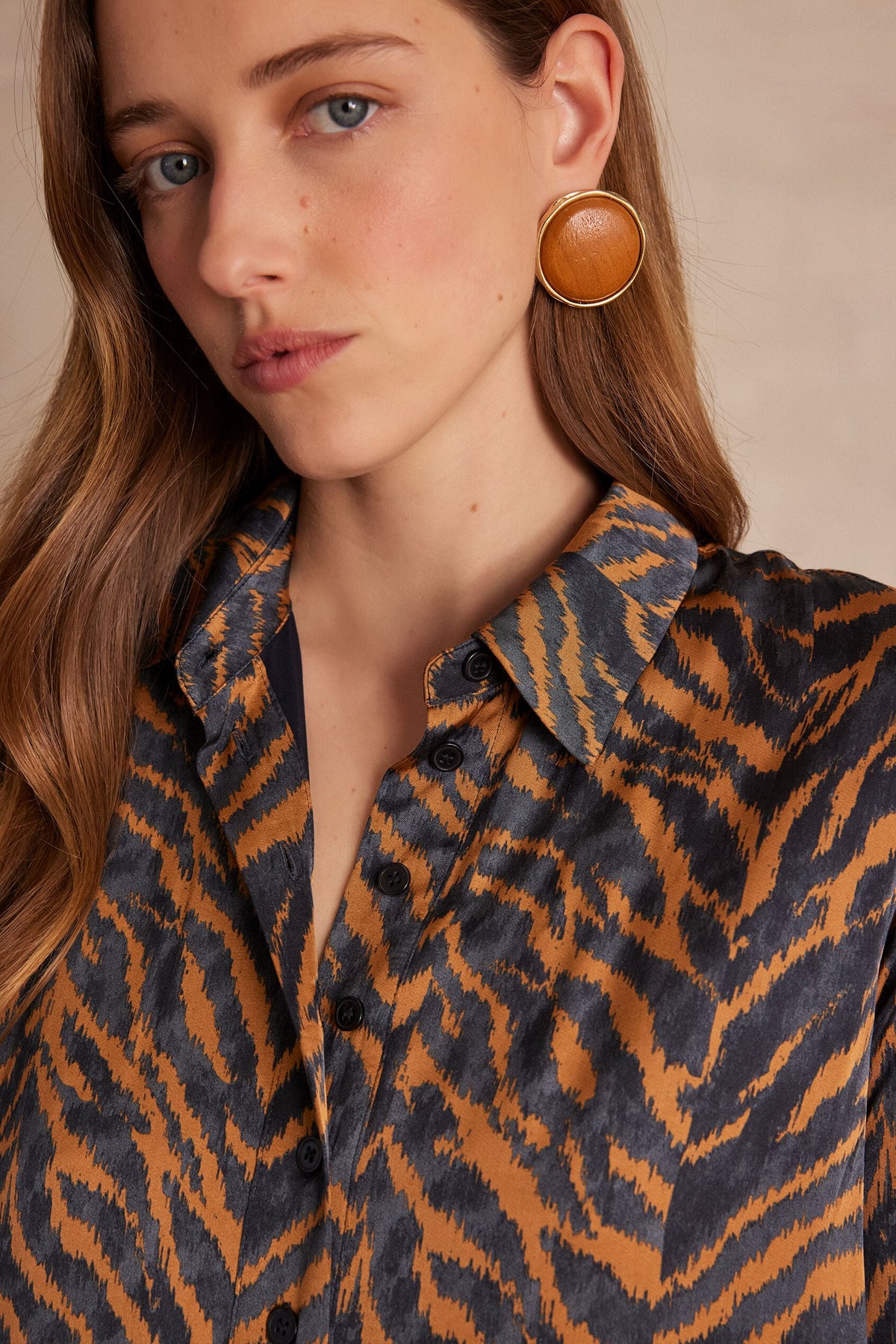 Abby Flowing Printed Dress - Caramel