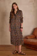 Abby Flowing Printed Dress - Caramel