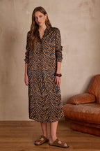 Abby Flowing Printed Dress - Caramel