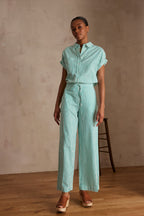 Prune Striped Trousers - English Green