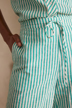 Prune Striped Trousers - English Green