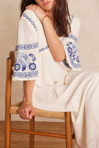 Loose Romy Embroidered - Blue