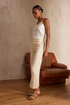 Bret Plain Trousers - Cream