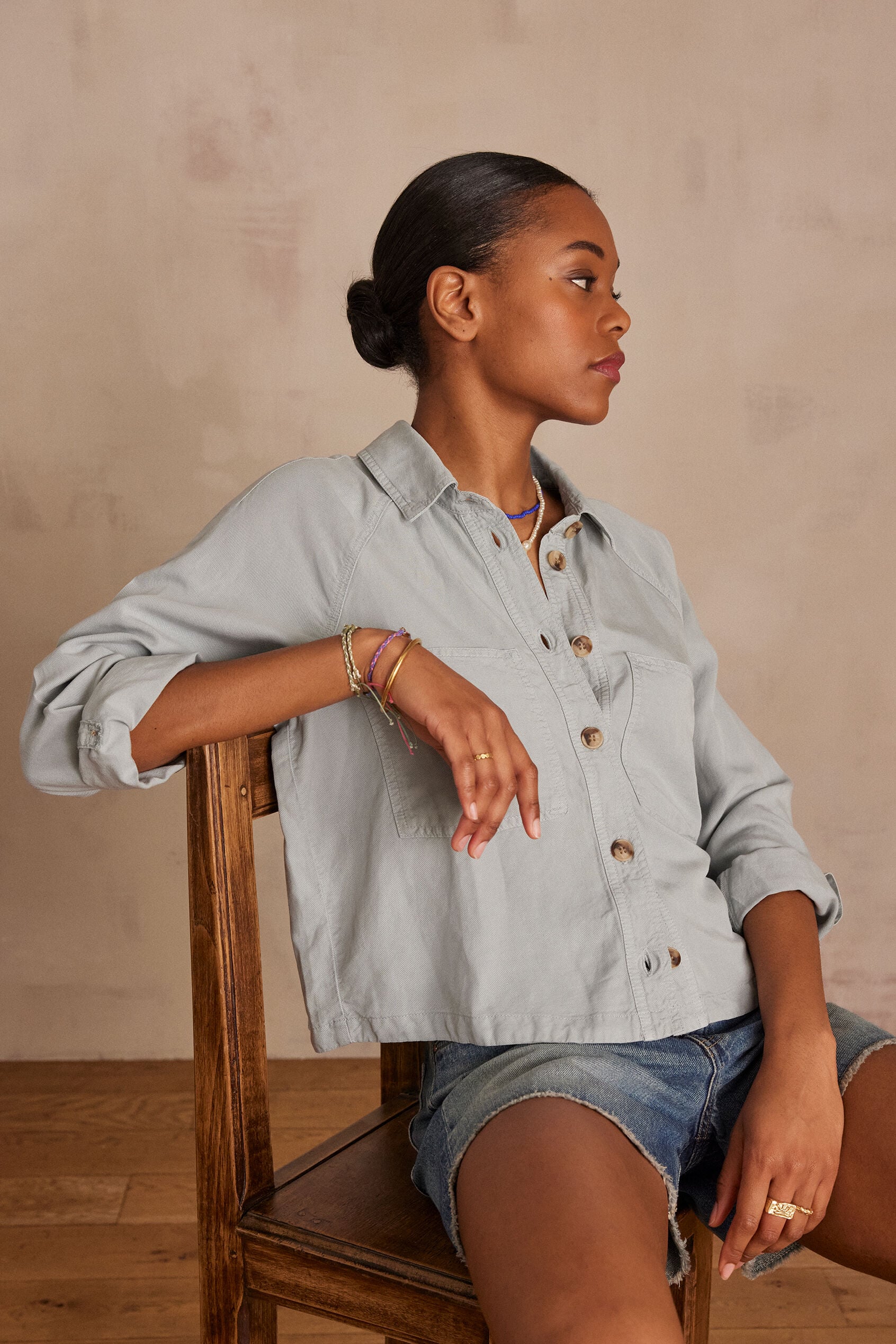 Perry Plain Blouse - Light Teal