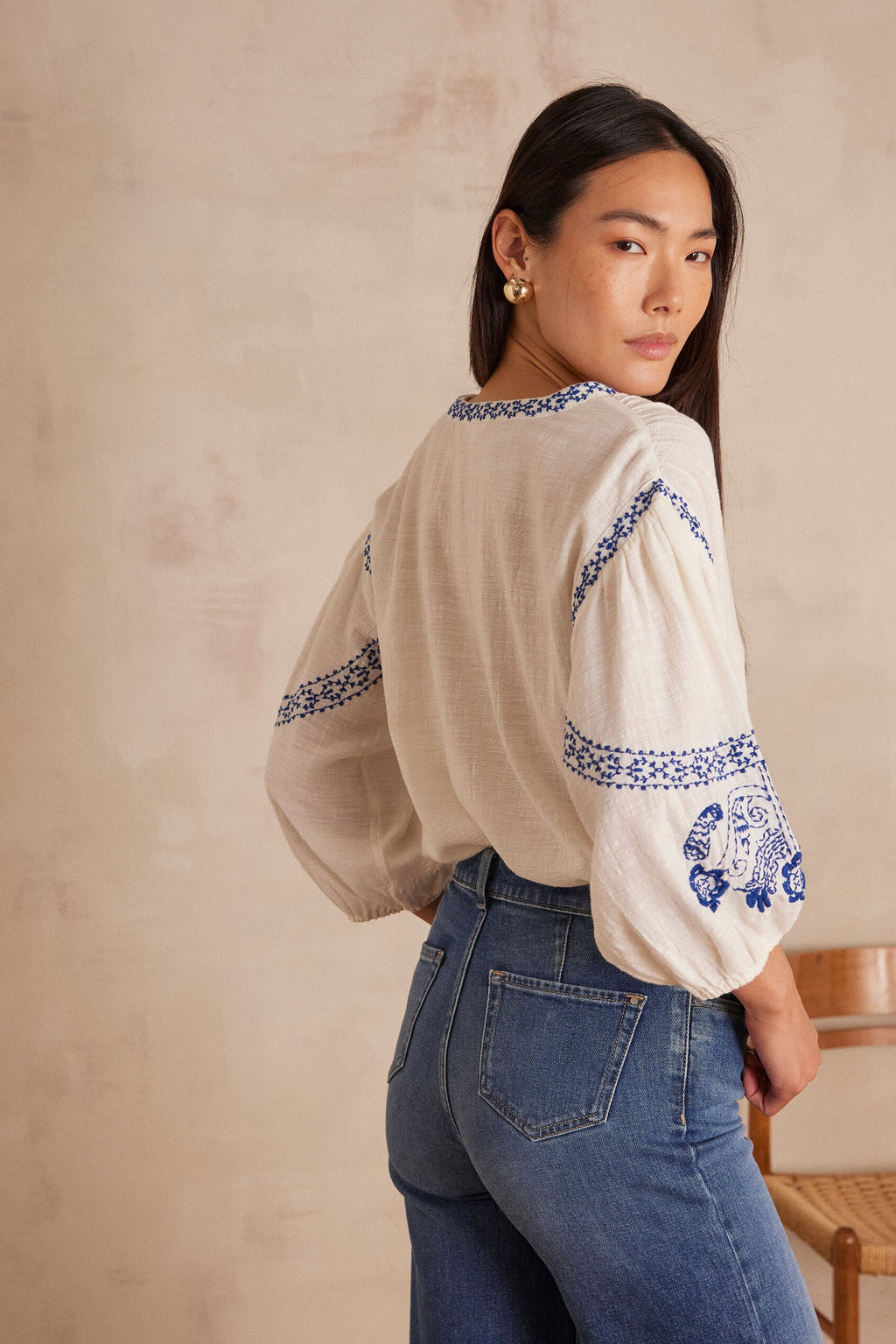 Sally Embroidered Blouse - Ecru