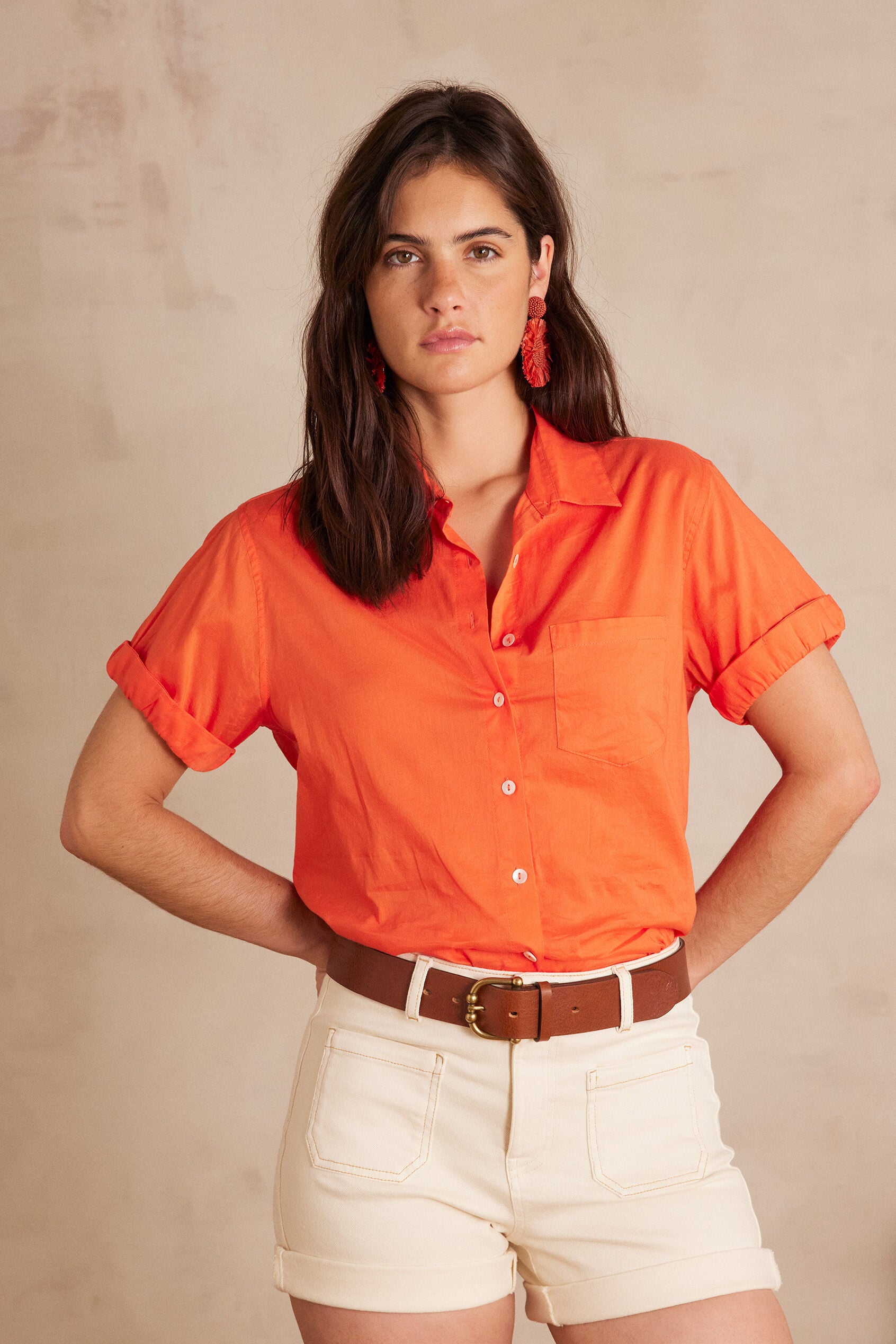 Plain Soline Blouse - Orange