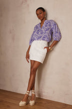 Paulo Arabesque Print Blouse - Purple