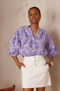 Paulo Arabesque Print Blouse - Purple