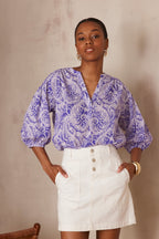 Paulo Arabesque Print Blouse - Purple