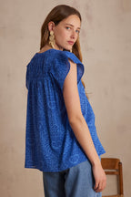Billie Arabesque Print Blouse - Blue