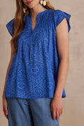 Billie Arabesque Print Blouse - Blue