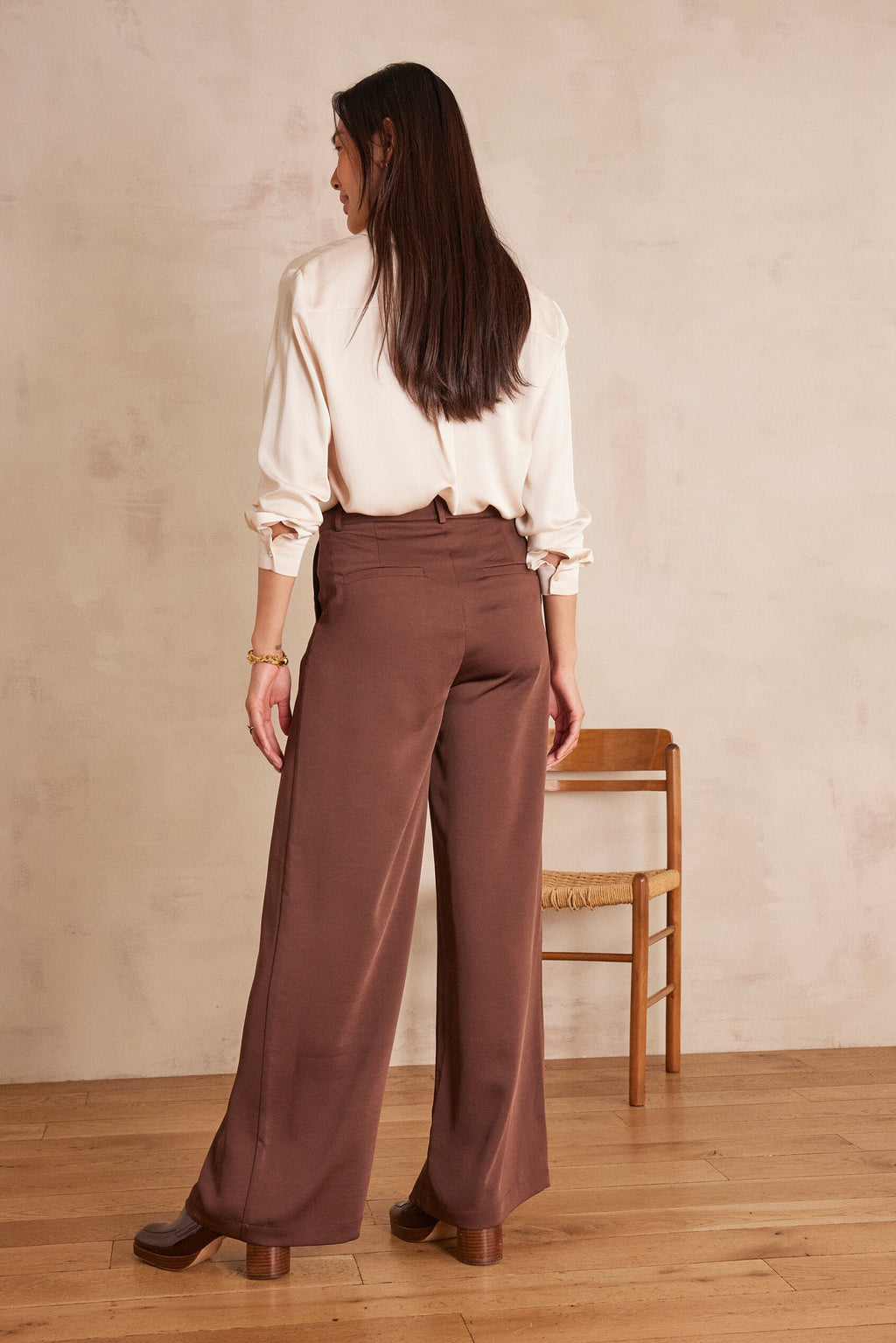 Flaubert Satin Trousers - Chocolate