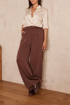 Flaubert Satin Trousers - Chocolate