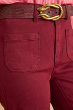 Luna Wide-Leg Overdyed Trousers - Burgundy