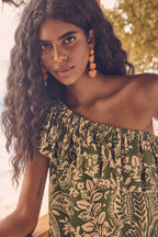 Linette Printed Flowing Dress - English Green