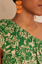Linette Printed Flowing Dress - English Green