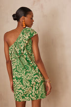 Linette Printed Flowing Dress - English Green